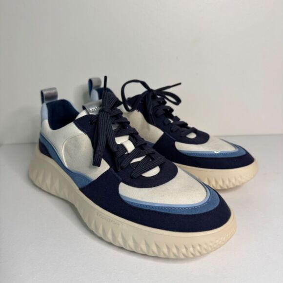 NWOB Cole Haan Generation ZERØGRAND II Court Sneakers - Ivory/Blue | Size 8.5 - Picture 4 of 11